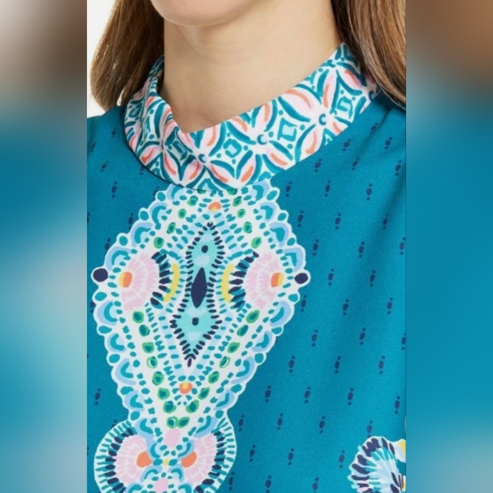 Lilly Pullitzer Brandi Valencia Teal Rain Florist Shift Dress Sz 6 - Picture 8 of 16